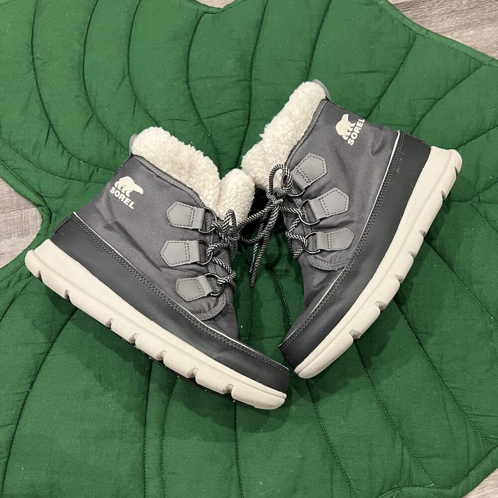 Sorel Womens 7 Explorer Carnival Winter Boots Waterproof Gray Quarry - Picture 3 of 9